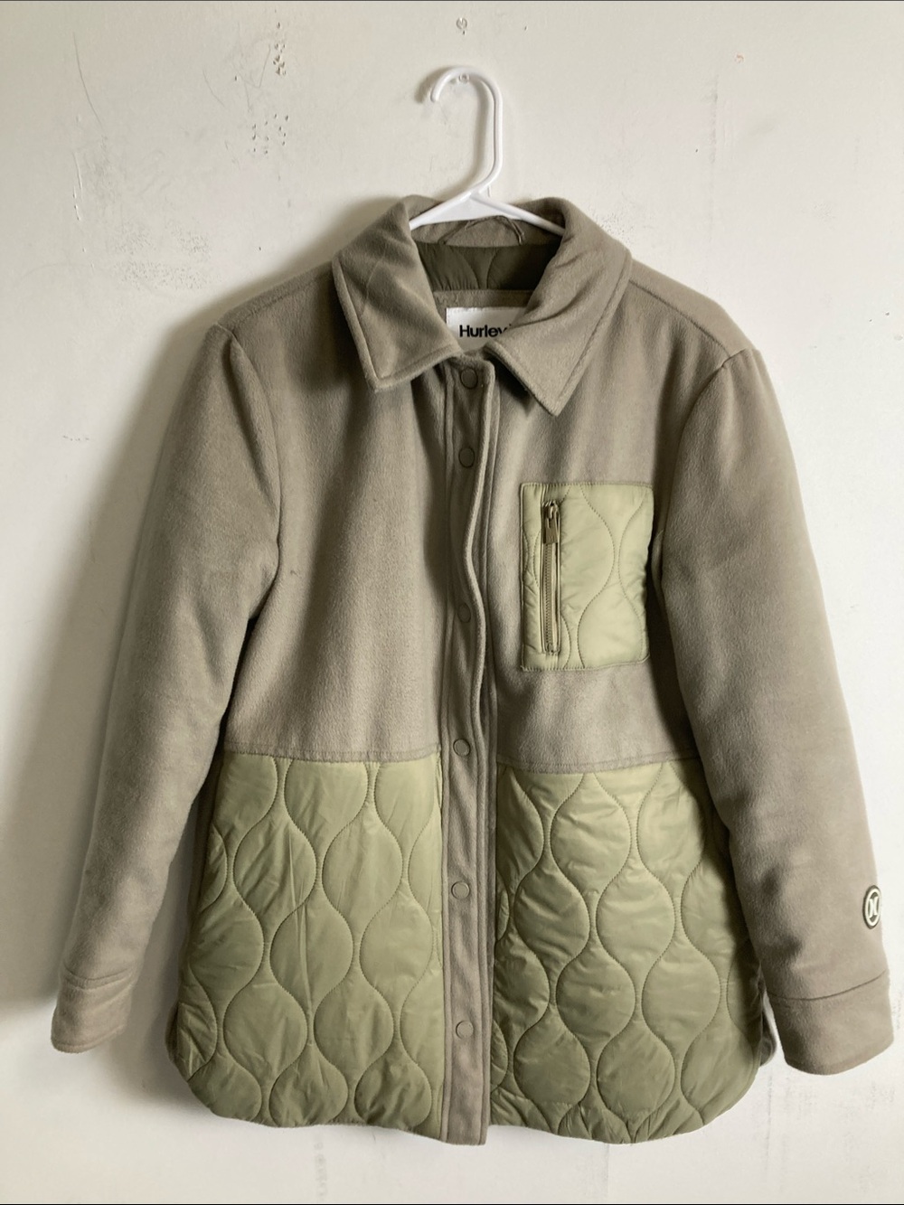 Hurley Kids Two-Tone Olive & Light Olive Quilted Fleece Jacket
